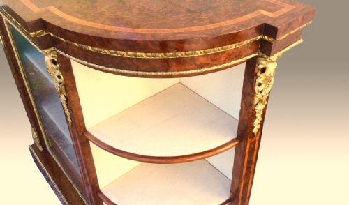FABULOUS ANTIQUE BURR WALNUT BABY CREDENZA CABINET - ADDITIONAL PHOTO 2