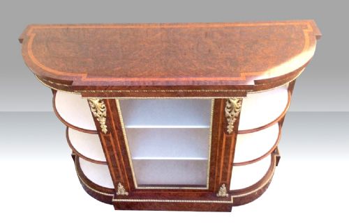 FABULOUS ANTIQUE BURR WALNUT BABY CREDENZA CABINET - ADDITIONAL PHOTO 3