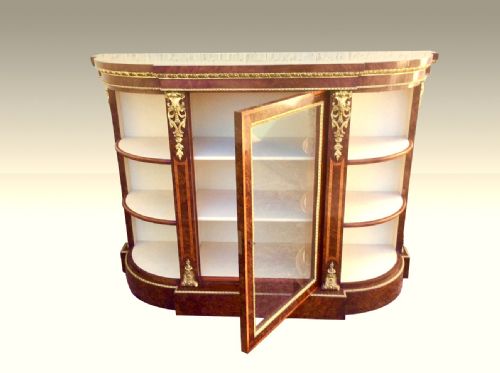 FABULOUS ANTIQUE BURR WALNUT BABY CREDENZA CABINET - ADDITIONAL PHOTO 4