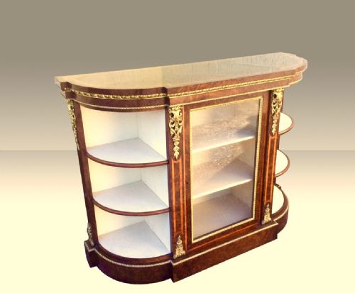 FABULOUS ANTIQUE BURR WALNUT BABY CREDENZA CABINET - ADDITIONAL PHOTO 5