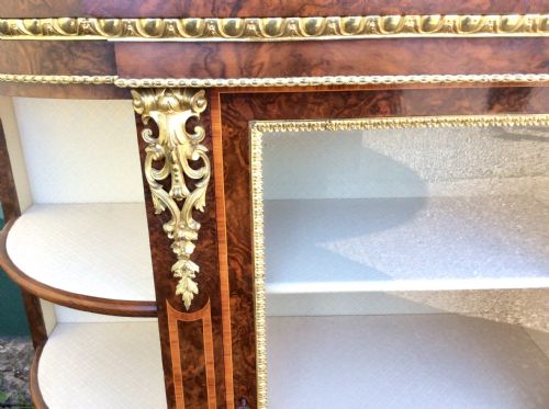FABULOUS ANTIQUE BURR WALNUT BABY CREDENZA CABINET - ADDITIONAL PHOTO 7
