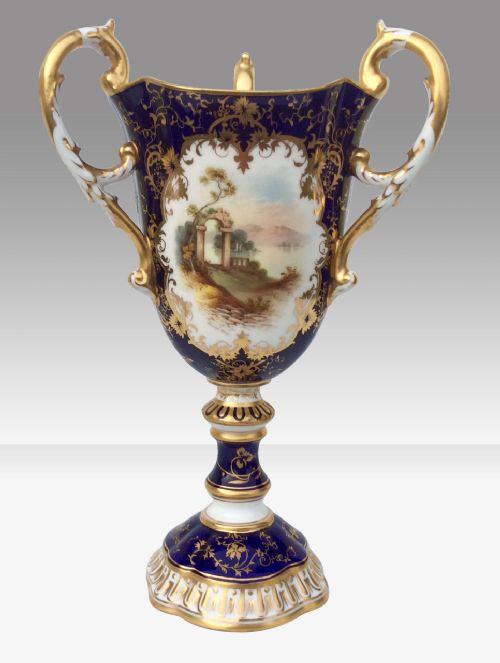 A Stunning Antique Coalport Three Handled Chalice Tig Cup