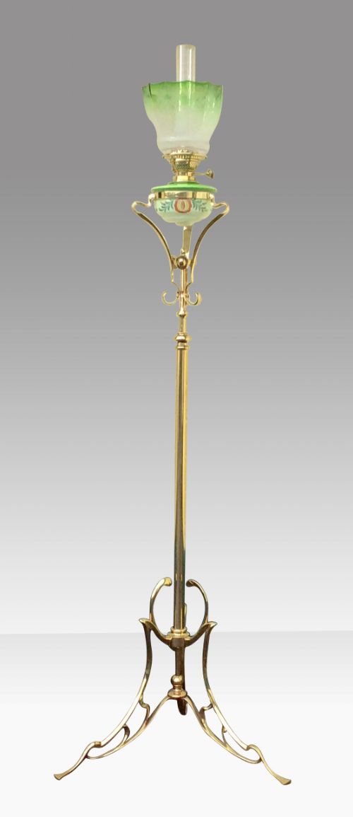 Fabulous Antique Art Nouveau Telescopic Brass Standard Oil Lamp.