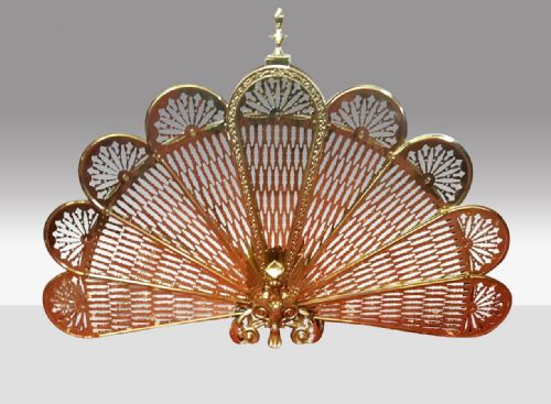 A Beautiful French, Ornate, Antique  Brass Folding Fan Fire Screen.