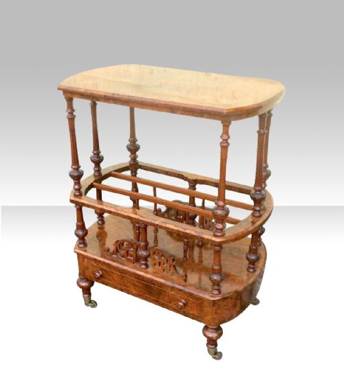 BEAUTIFUL VICTORIAN INLAID BURR WALNUT ANTIQUE CANTERBURY