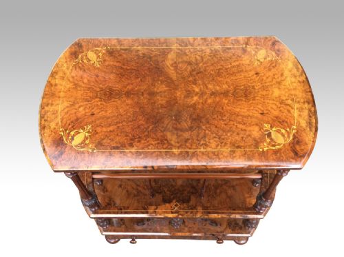 BEAUTIFUL VICTORIAN INLAID BURR WALNUT ANTIQUE CANTERBURY - ADDITIONAL PHOTO 1