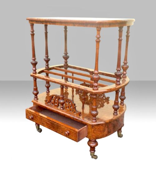 BEAUTIFUL VICTORIAN INLAID BURR WALNUT ANTIQUE CANTERBURY - ADDITIONAL PHOTO 3