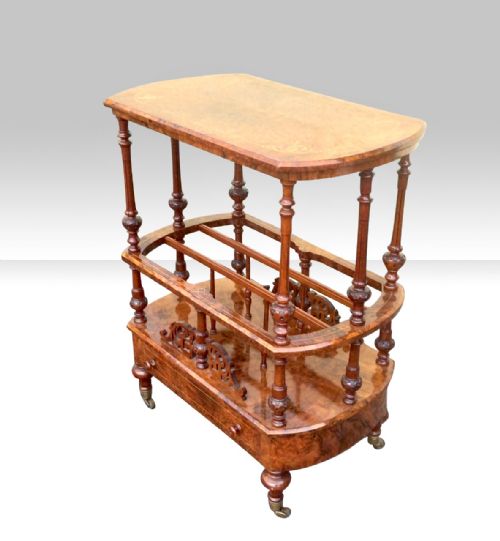 BEAUTIFUL VICTORIAN INLAID BURR WALNUT ANTIQUE CANTERBURY - ADDITIONAL PHOTO 4