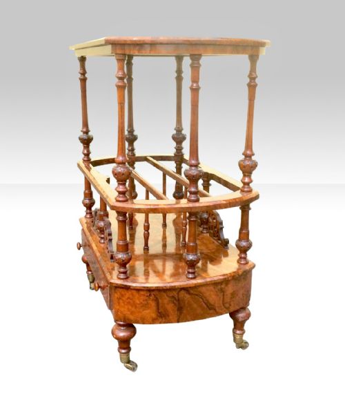 BEAUTIFUL VICTORIAN INLAID BURR WALNUT ANTIQUE CANTERBURY - ADDITIONAL PHOTO 5