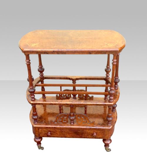 BEAUTIFUL VICTORIAN INLAID BURR WALNUT ANTIQUE CANTERBURY - ADDITIONAL PHOTO 7