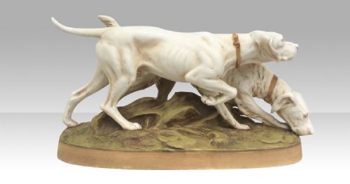 Royal Dux Figure of Two Hunting Dogs