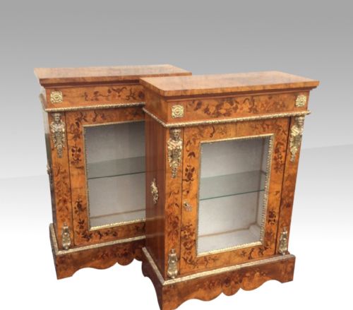 PAIR OF ANTIQUE WALNUT PIER SIDE DISPLAY CABINETS - ADDITIONAL PHOTO 6