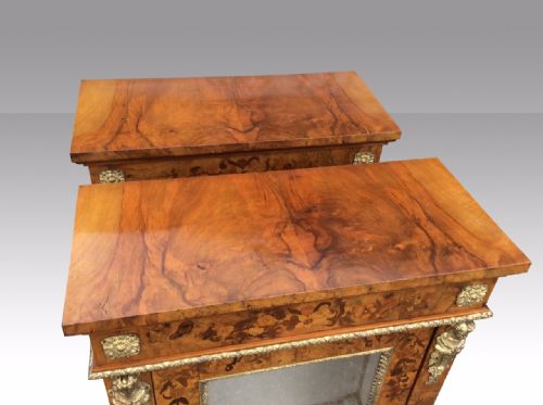 PAIR OF ANTIQUE WALNUT PIER SIDE DISPLAY CABINETS - ADDITIONAL PHOTO 7