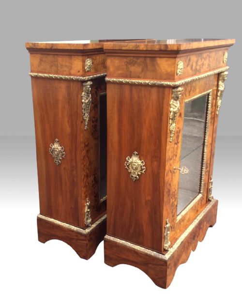 PAIR OF ANTIQUE WALNUT PIER SIDE DISPLAY CABINETS - ADDITIONAL PHOTO 9