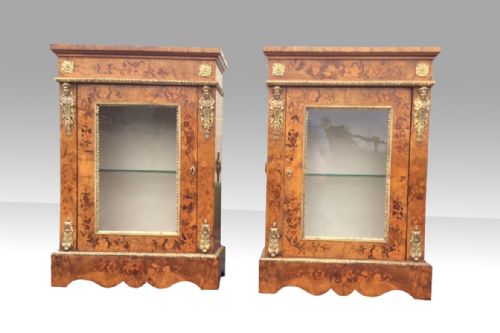PAIR OF ANTIQUE WALNUT PIER SIDE DISPLAY CABINETS - ADDITIONAL PHOTO 10