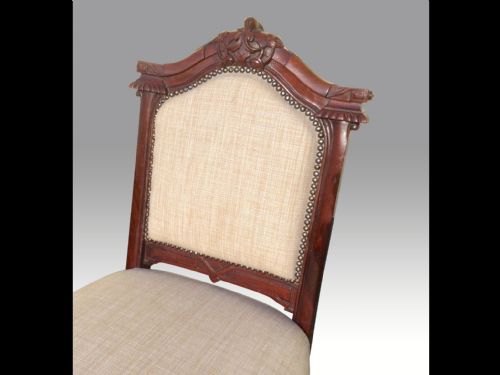 SET OF SIX ANTIQUE MAHOGANY UPHOLSTERED DINING CHAIRS - ADDITIONAL PHOTO 3