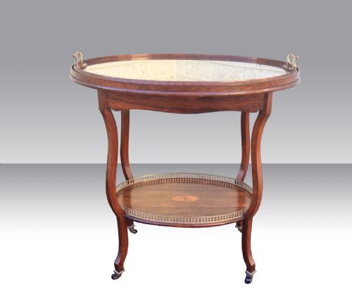 Beautiful Antique Inlaid Rosewood Etagere Occasional Tray Table