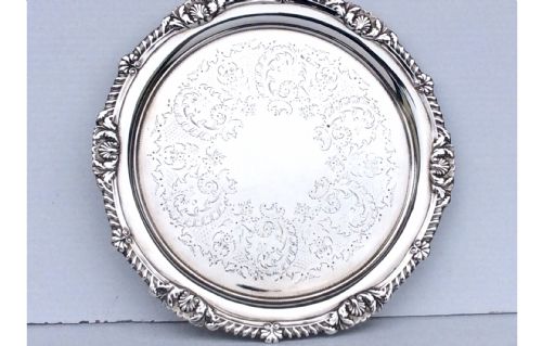 Antique Heavy Solid Silver Salver,card Tray