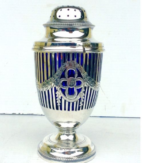 Antique Solid Silver Sugar Duster,caster,
shaker 
