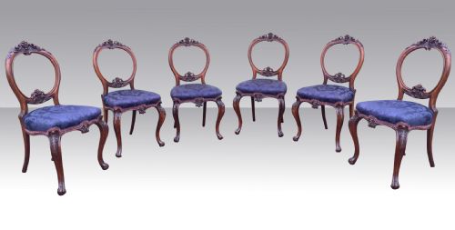 Set of Six Antique Rosewood Dining Chairs