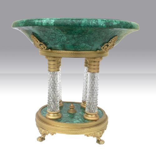 Magnificent Antique French Malachite Tazza.