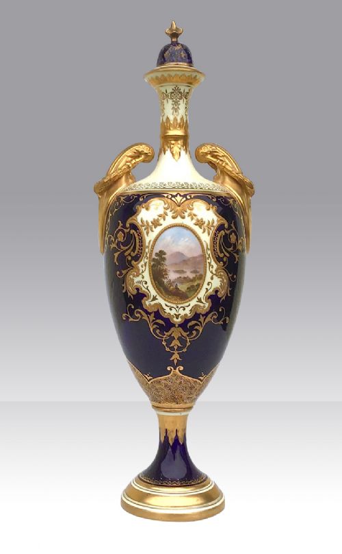 An Antique Coalport Porcelain Covered Vase