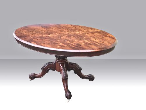 ANTIQUE EARLY VICTORIAN OVAL ROSEWOOD CENTRE PEDESTAL HALLBREAKFAST LOO TABLE - ADDITIONAL PHOTO 3