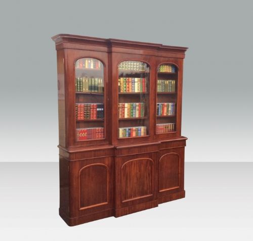 fig 1. Antique Mahogany Three Door Breakfront Bookcase Of Great Proportions.