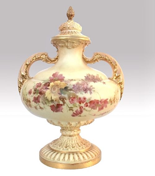 Large Antique Royal Worcester Vase Complete with Cover