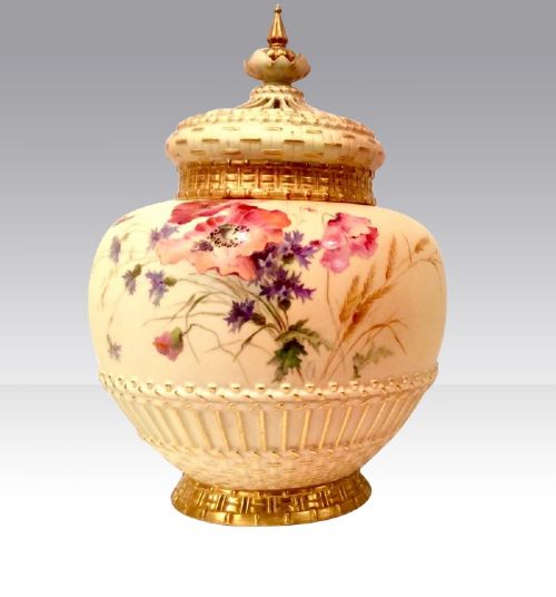 Large Antique Royal Worcester Pot Pourri Vase by Raby