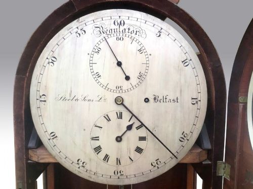 fig 1. Antique Belfast Regulator Longcase Clock.