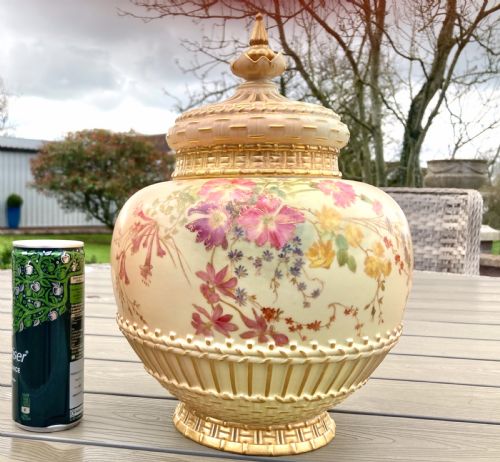 WONDERFUL LARGE ANTIQUE ROYAL WORCESTER BLUSH IVORY POT POURRI VASE ROSE JAR - ADDITIONAL PHOTO 7