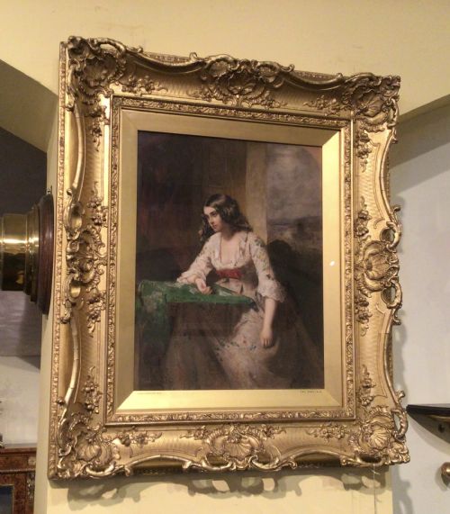 Original Signed Oil Painting of Beautiful Girl by Thomas Faed Rsa (1826–1900) .