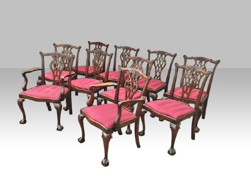 fig 1. Set Of Ten Antique Dining Chairs