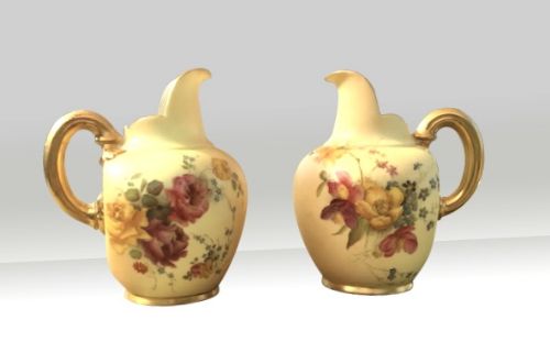 Pair of Antique Royal Worcester Blush Ivory Vases
