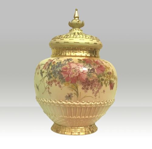 Antique Royal Worcester Blush Ivory Pot Pourri Vase