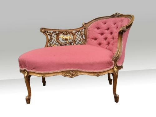 Antique Walnut and Gilt Petite Settee Chair