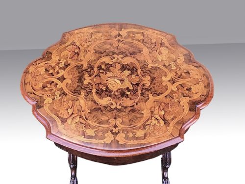 ANTIQUE BURR WALNUT OVAL SEWING WORK LAMP TABLE - ADDITIONAL PHOTO 5