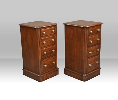 Pair Antique Bedside Chests Cabinets