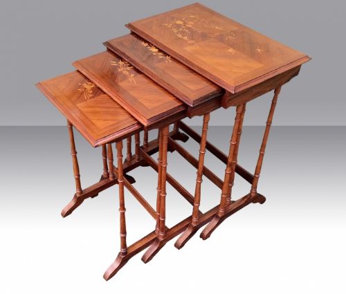 Magnificent  Antique Kingwood Nest of Four 4 Tables.