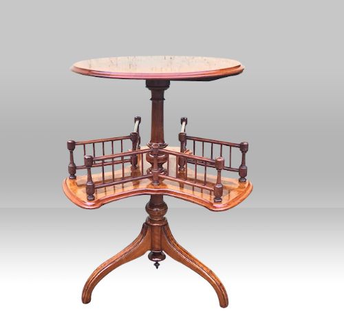 Antique Inlaid and Cross Banded Burr Walnut Book Reading Lamp Table