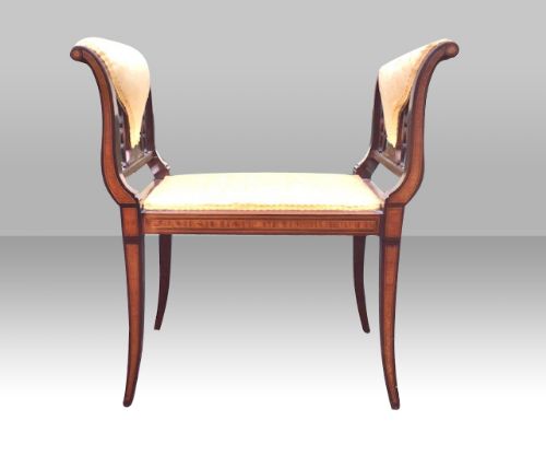 Antique Inlaid Mahogany Window Seat,stool