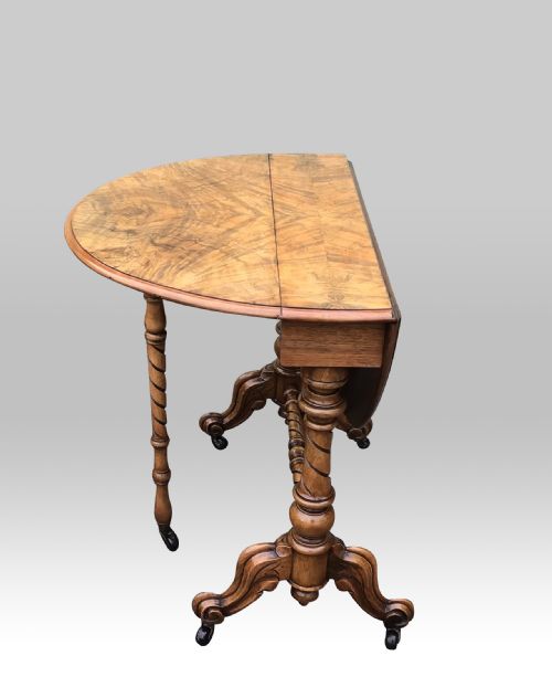ANTIQUE FIGURED WALNUT BABY SUTHERLAND DROP LEAF TABLE - ADDITIONAL PHOTO 1