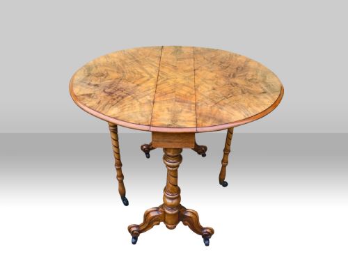 ANTIQUE FIGURED WALNUT BABY SUTHERLAND DROP LEAF TABLE - ADDITIONAL PHOTO 3
