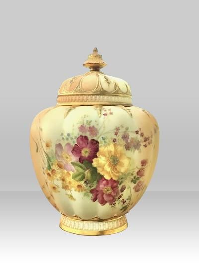 ANTIQUE ROYAL WORCESTER BLUSH IVORY POT POURRI VASE