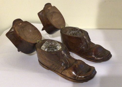 PAIR OF ANTIQUE BLACK FOREST CAT IN BOOT INKWELLS - ADDITIONAL PHOTO 8
