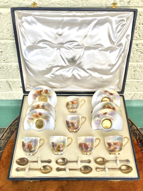 Six Royal Worcester Stinton Highland Cups and Saucers