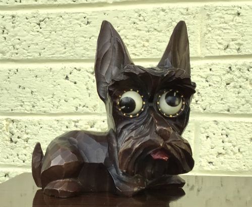 Antique  Oswold Rolling/google Eye Terrier Clock
