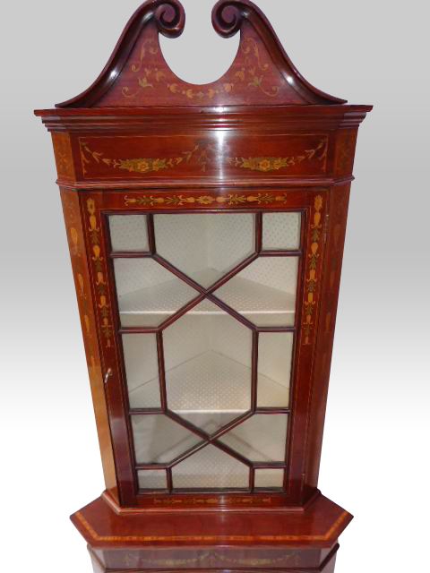 fig 1. Antique Inlaid Mahogany Corner Cabinet