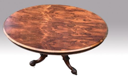 ANTIQUE EARLY VICTORIAN OVAL ROSEWOOD CENTRE PEDESTAL HALLBREAKFAST LOO TABLE - ADDITIONAL PHOTO 2
